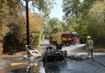 Explosions heard as car bursts into flames in Elstead
