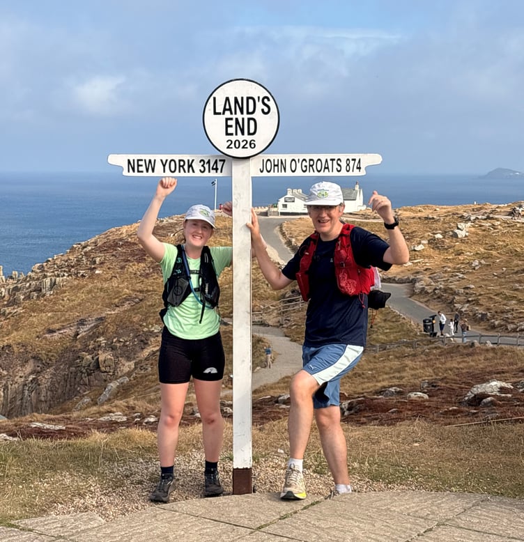 Phoebe Harris at Land's End after her 68-day run from John O'Groats, August 26th 2026.