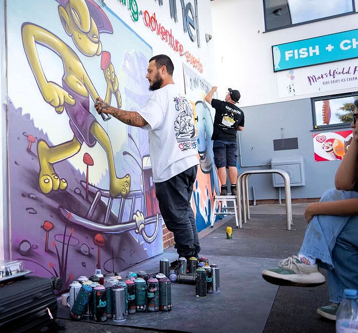 Street artists at work during Minehead Bay Festival. PHOTO: James Aitken.