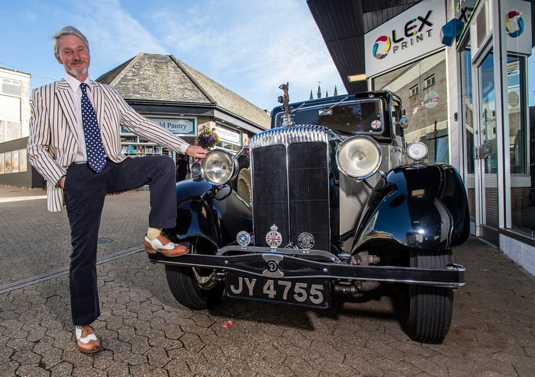 Jeremy Furneaux with his 1934 Daimler 20 in the centre of St Austell. (Picture: Paul Williams)