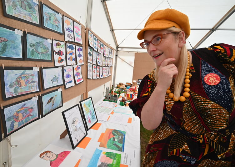  Author and illustrator Sarah McIntyre  - one of the judges for chidlren's artwork in the show marquee