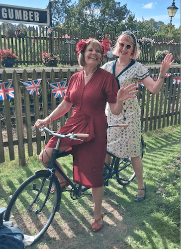 On a bicycle made for two in Stogumber as locals and visitors enjoyed a weekend of 1940s nostalgia. PHOTO: Andrew Grabham.