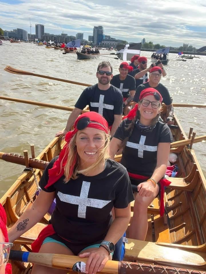 The Mevagissey Rowing Club tackling the Great River Race in London. (Picture: Mevagissey Rowing Club)