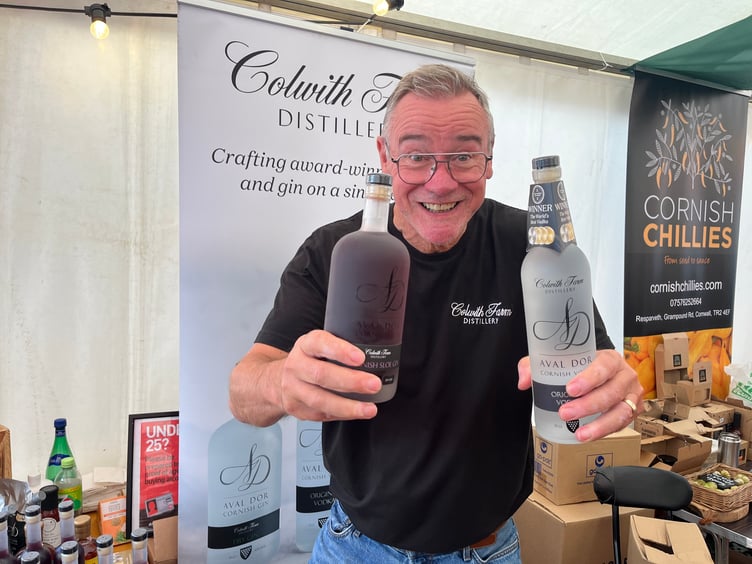 Jeremy Mitchell of Colwith Farm Distillery in high spirits at Truro Food Festival