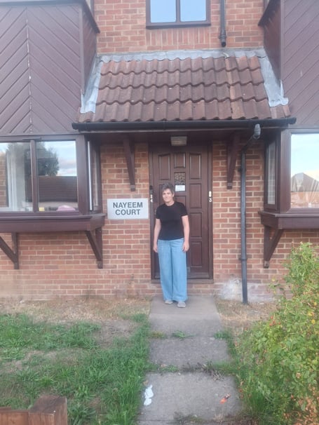 Maxine Phipps outside Nayeem Court