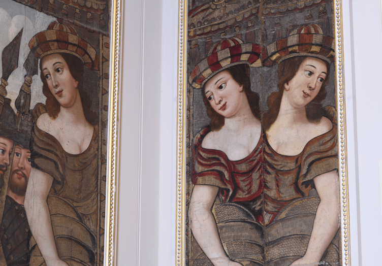 Examples of beautifully preserved leather hangings on display in Dunster Castle. PHOTO: National Trust/Steve Haywood.