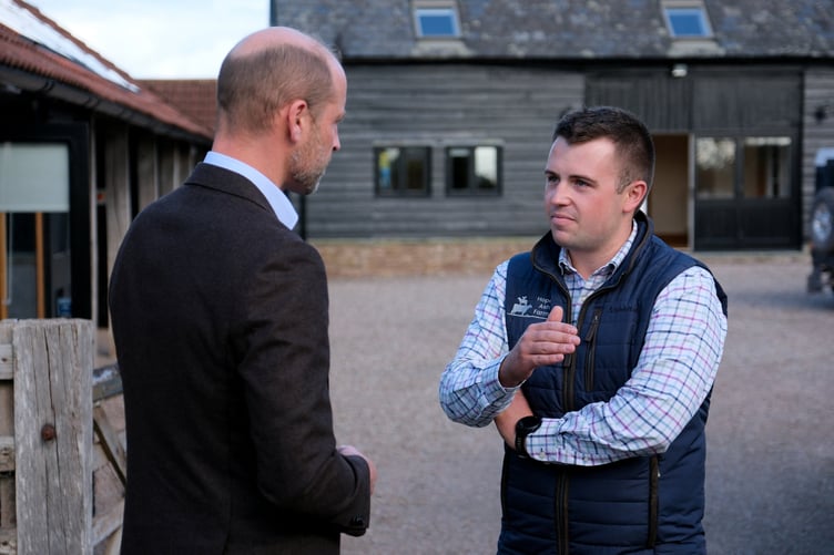 The Prince of Wales, in his role as the Duke of Cornwall, during a visit Monkhall Farm in Hereford, to meet 25-year-old Harry Davies the incoming tenant of the Duchy of Cornwall's first regenerative Farm Business Tenancy