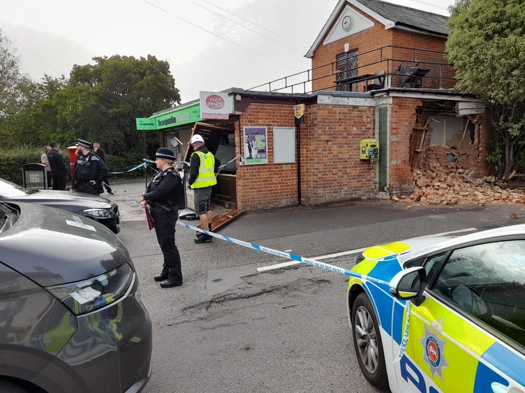 Police outside the Co-op store in Rowledge after a ram raid on October 6.