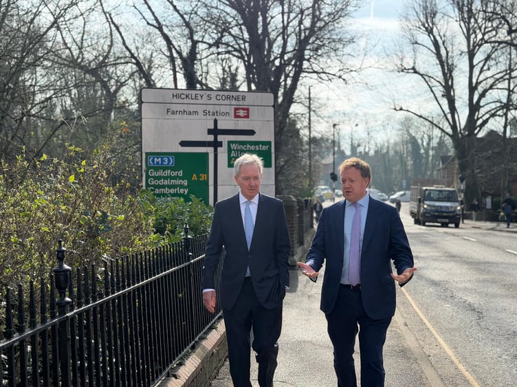 Gregory Stafford, Farnham & Bordon MP, and Cllr Tim Oliver, Leader of Surrey County Council, at Hickley's Corner.