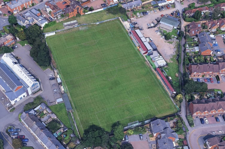 Aerial shot of Farnham Town FC's home ground.