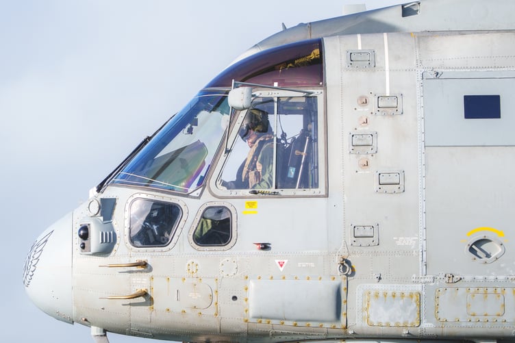 A helicopter pilot during the cannon airlift at St Michael's Mount (Picture: West Penwith Photography)