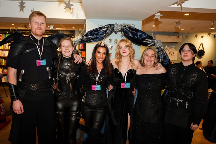Waterstones Truro staff at the launch of ACOTAR #6