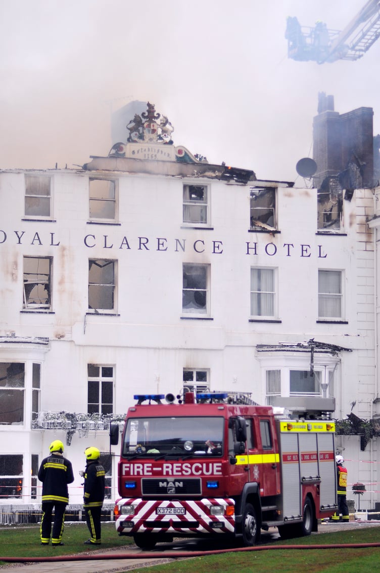 Ten years on. Royal Clarence Hotel Fire in Exeter from October 28, 2016. Photo: Steve Pope/MDA