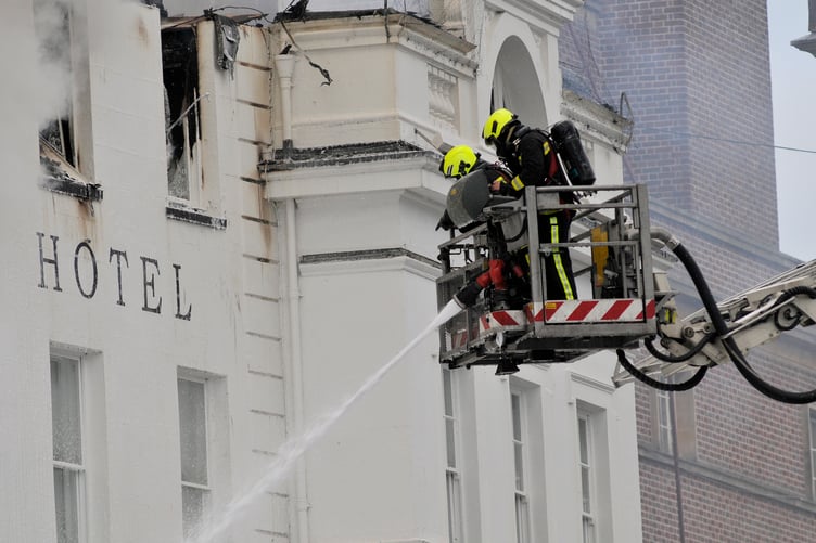 Ten years on. Royal Clarence Hotel Fire in Exeter from October 28, 2016. Photo: Steve Pope/MDA