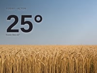 Alton: sunny day, high of 25°C